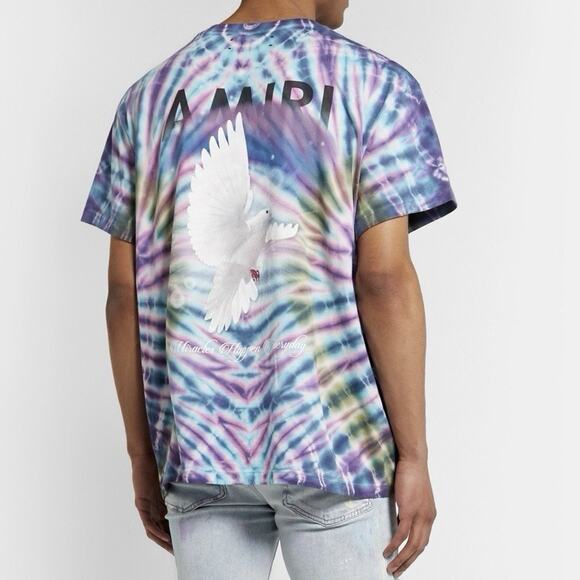 Amiri Tie Dye Rainbow Dove Tee In Multi Size XL - Picture 2 of 16